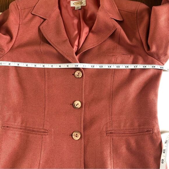 VTG TALBOTS Y2K 10 Orange Silk Wool Blazer Office Corp Core Academia Career Fall - Picture 14 of 16